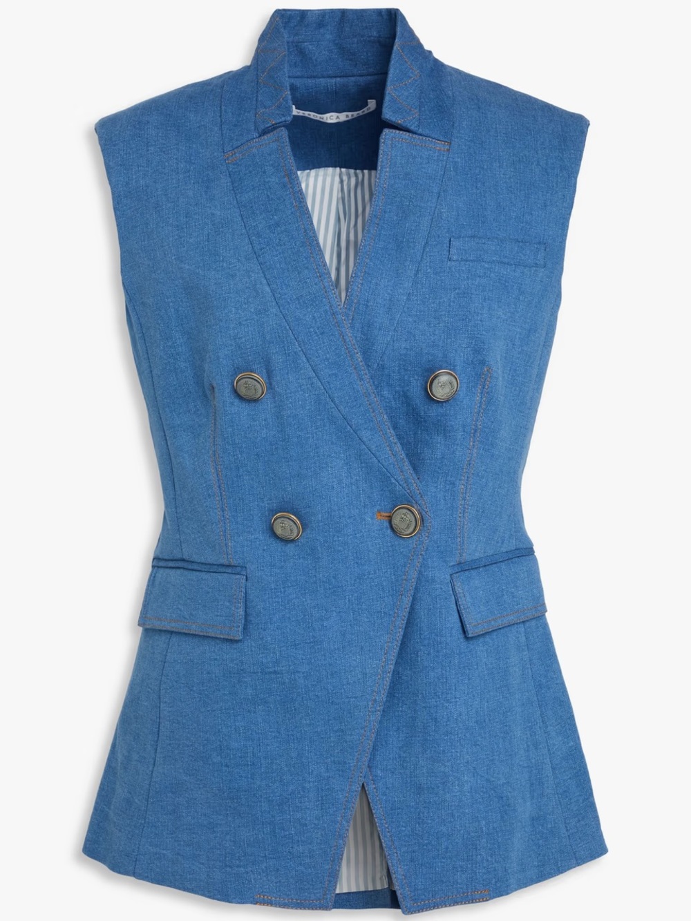 Veronica Beard Amika Tailored Denim Vest In Cosmo